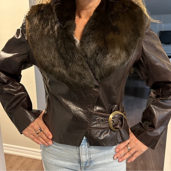 Brown genuine leather jacket for women short - Picture 11 of 11